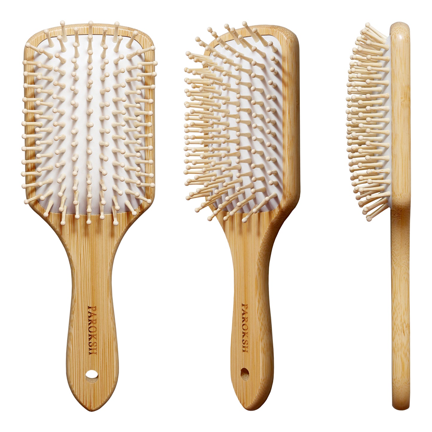 Paroksh Wooden Brush with Bamboo Bristles for Hair Growth, Curly Hai