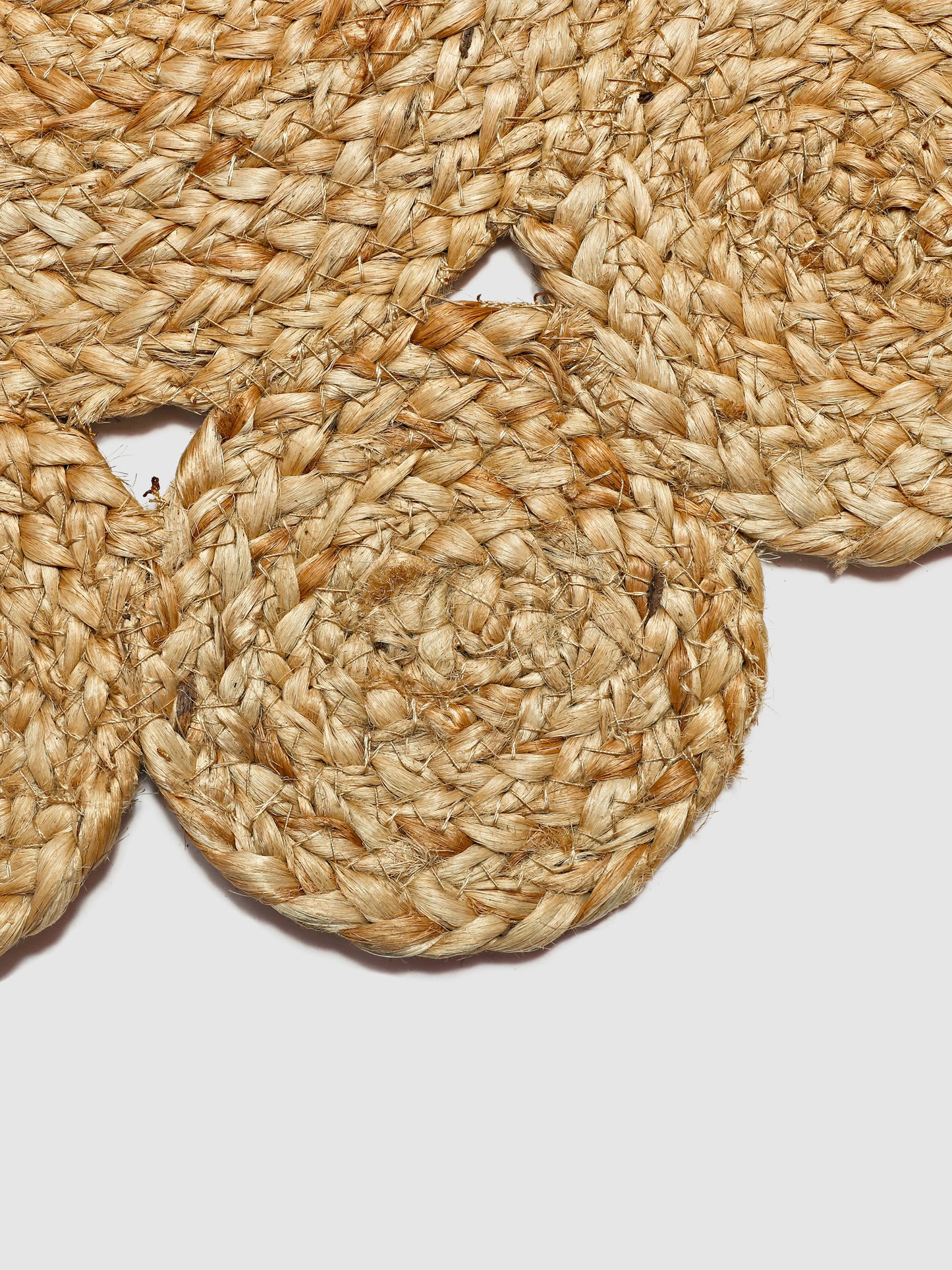 Set Of 6 Brown Braided Round Jute Table Placemats