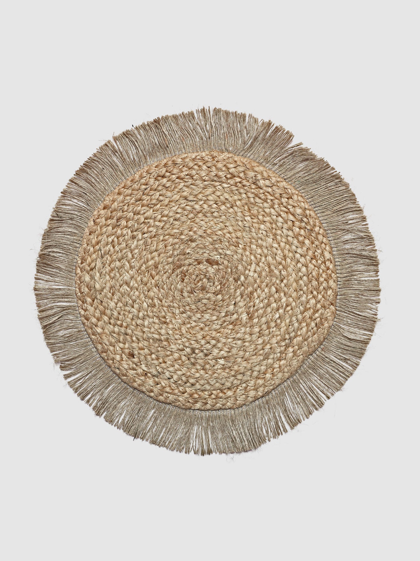 Brown Fringed Round Jute Table Placemat