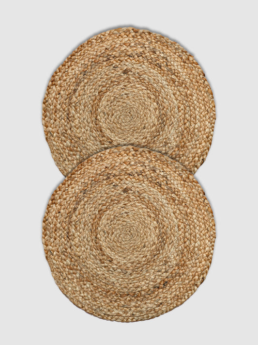 Set Of 2 Brown Braided Reversible Jute Table Placemats